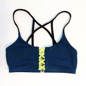 PINK Teal & Neon Green Strappy Swim Bikini Top